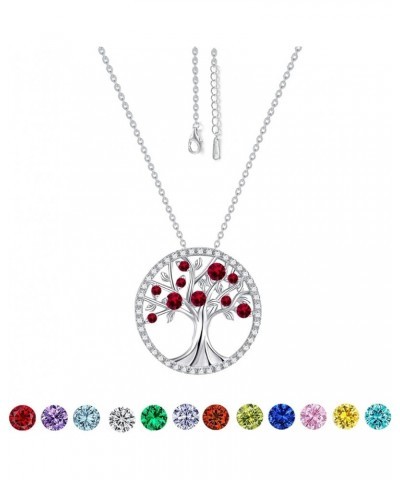 S925 Sterling Silver Life Tree Birthstone Necklace for Women Girls July $19.69 Necklaces