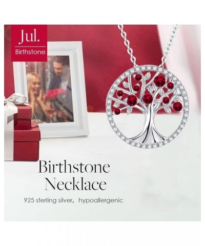 S925 Sterling Silver Life Tree Birthstone Necklace for Women Girls July $19.69 Necklaces