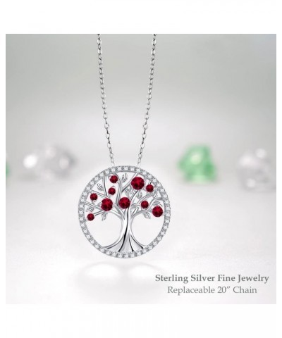 S925 Sterling Silver Life Tree Birthstone Necklace for Women Girls July $19.69 Necklaces