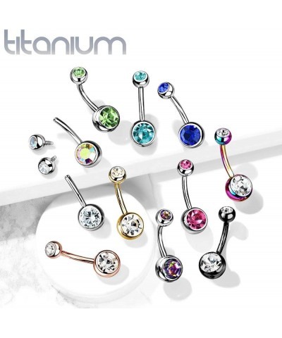 14G Solid G23 Implant Grade Titanium INTERNALLY THREADED Double Jeweled Naval Belly Ring CLEAR - 1/2" (12mm) | 5 & 8mm Balls ...