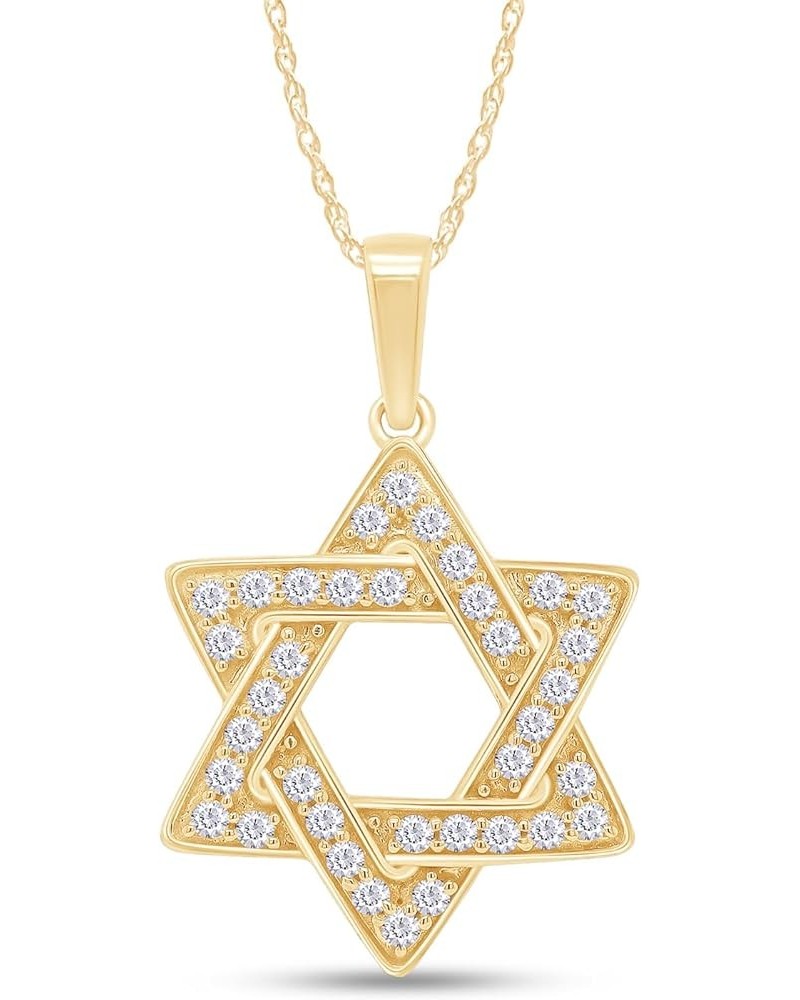 925 Sterling Silver Round Cut Lab Created Moissanite Diamond Jewish Faith Star Of David Pendant Necklace Religious Jewelry fo...