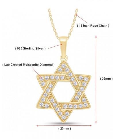 925 Sterling Silver Round Cut Lab Created Moissanite Diamond Jewish Faith Star Of David Pendant Necklace Religious Jewelry fo...