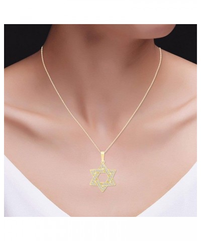 925 Sterling Silver Round Cut Lab Created Moissanite Diamond Jewish Faith Star Of David Pendant Necklace Religious Jewelry fo...