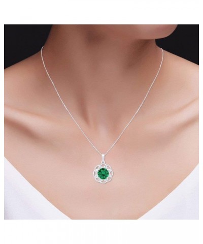 Jewel Zone US 4.5 Ct Simulated Green Emerald, Cubic Zirconia Cluster Pendant Necklace 14k Gold Over Sterling Silver white-gol...