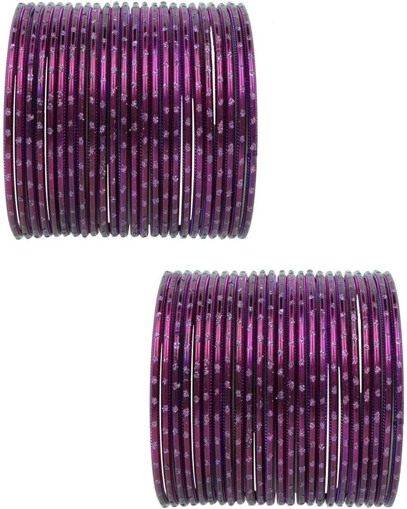 Indian Bangles Set Bollywood Plain Metal Bangle Bracelets Costume Jewelry for Women & Girls 2-8 Dark Magenta Color (Set of 48...