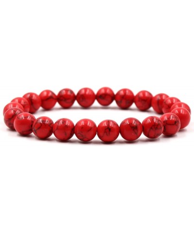 10MM Beaded Bracelet for Women Men, Natural Stone Malachite Turquoise Agate Stretch Bracelet 7.5 Inch Red $13.07 Bracelets