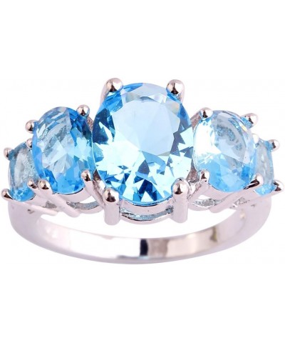 925 Sterling Silver Natural Novelty Filled Sapphire Quartz Topaz Engagement Wedding Ring US11 A_Blue $4.79 Others