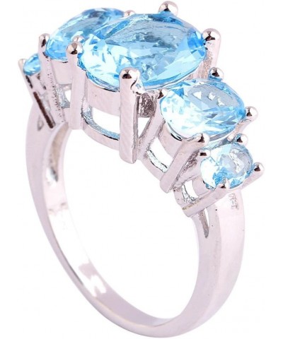 925 Sterling Silver Natural Novelty Filled Sapphire Quartz Topaz Engagement Wedding Ring US11 A_Blue $4.79 Others