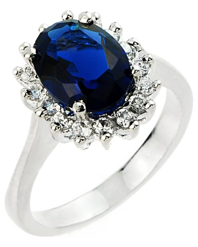 Fine Sterling SIlver Princess Diana Ring with September Birthstone and CZ $16.80 Rings