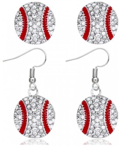 Baseball Earrings for Women Baseball Stud Earrings Layered Glitter Faux Leather Baseball Dangle Earrings Sports Lover Jewelry...