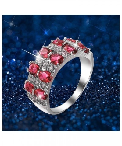 Friend Ring Silver Women Fashion Trend Single Full Diamond Zircon Ring Ladies Jewelry Nesting Rings for Women Red $8.84 Rings