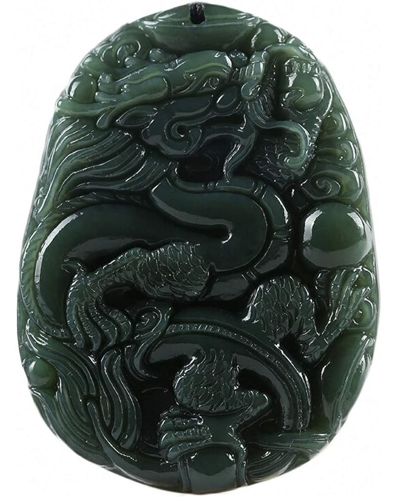 China Natural Hetian Green Jade Nephrite Carved Fengshui Zodiac Dragon Beast Pendant Amulet Dragon 1 $37.39 Necklaces