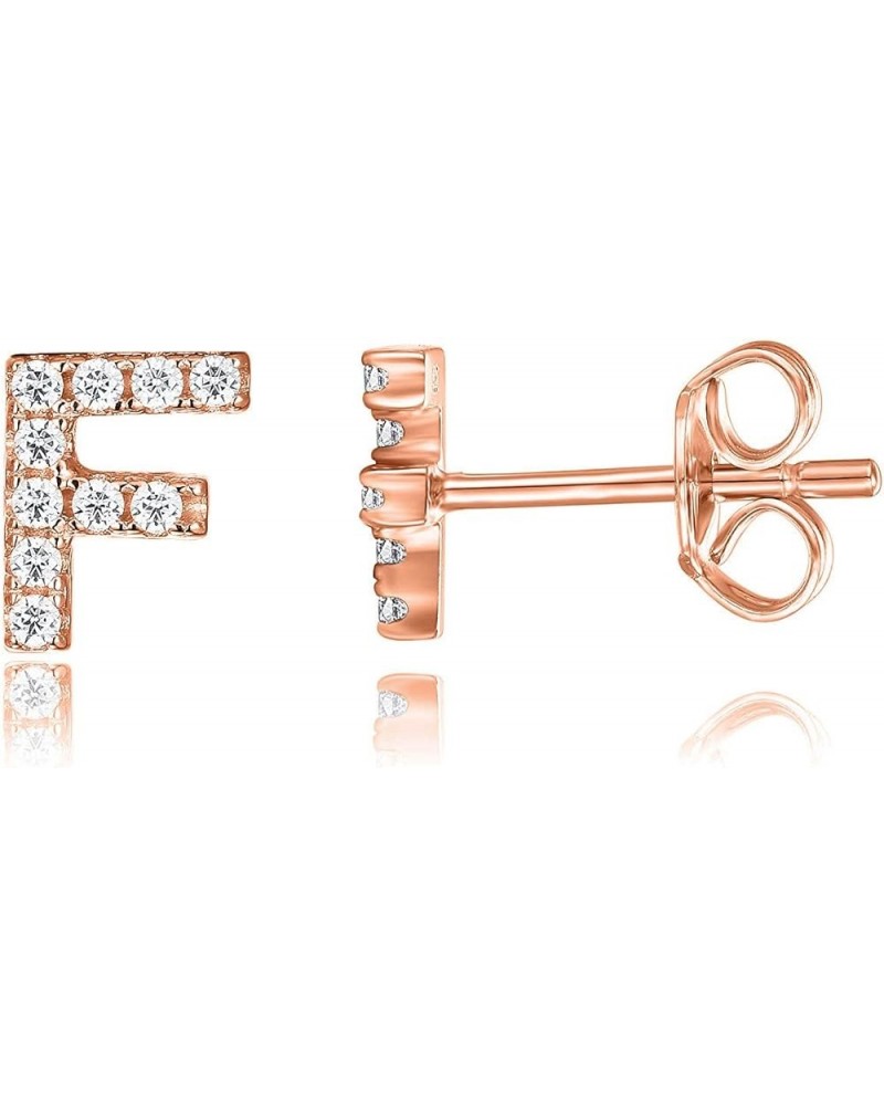 925 Sterling Silver, 14K Gold Plated, CZ Simulated Diamond Stud Earrings Fashion Alphabet Letter Initial Earrings Rose Gold F...