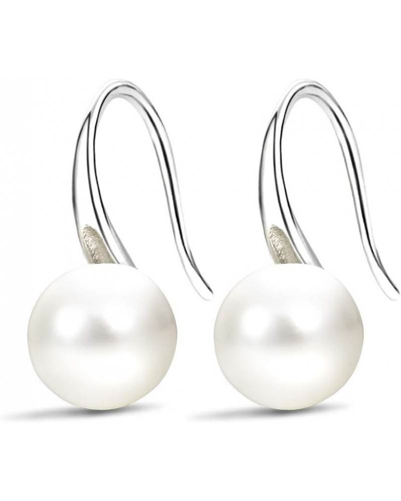 Fashion Silver Pearl Earrings for Women 8-8.5mm Classical Drop Dangle Earrings Jewelry for Teens Girls $6.11 Earrings