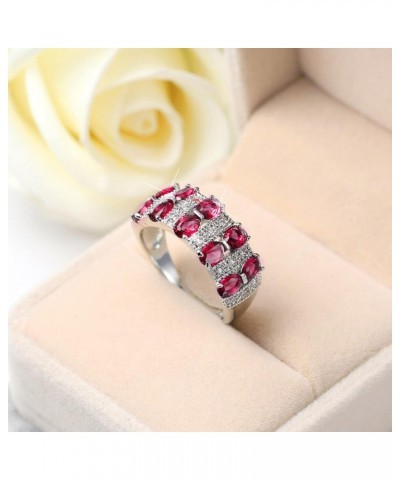 Friend Ring Silver Women Fashion Trend Single Full Diamond Zircon Ring Ladies Jewelry Nesting Rings for Women Red $8.84 Rings