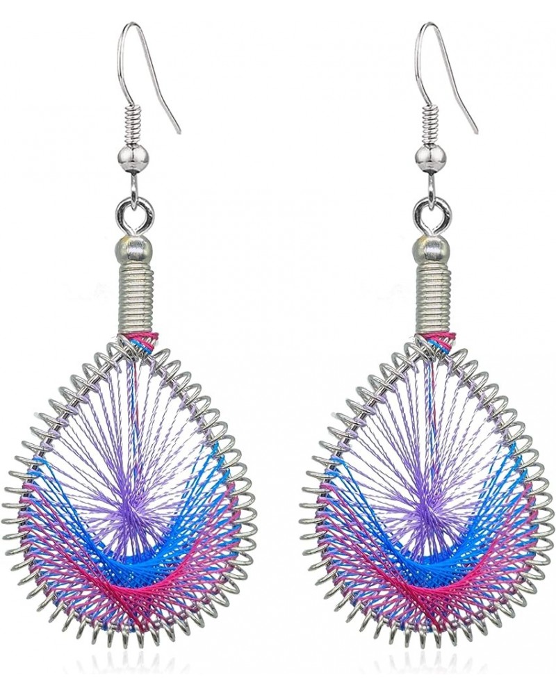 Unique Ethnic Style Alloy Drop Dangle Earrings Creative Bohemian Silk Thread Earrings For Women Girls purple $7.66 Earrings