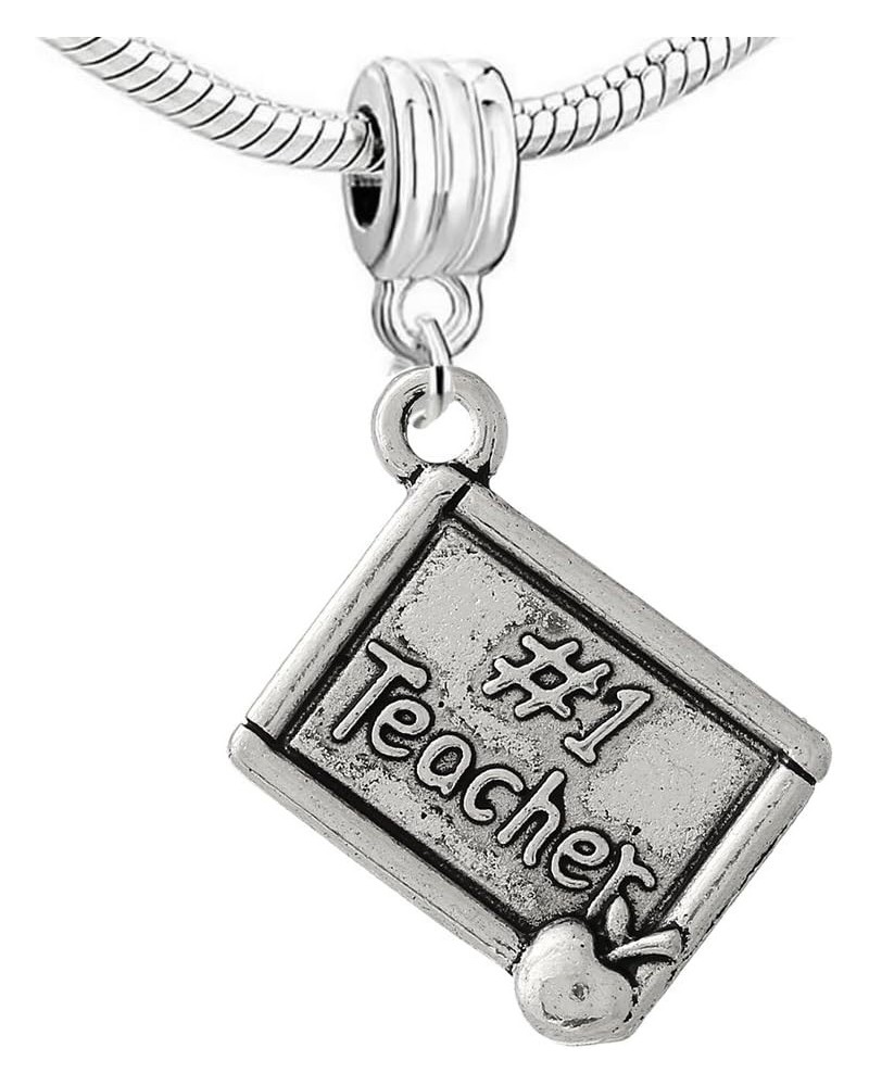 1 Teacher Dangle Charm Bead for Snake Chain Charm Bracelets $8.24 Bracelets