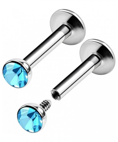 2PCS Steel Internally Threaded Lip Studs 16g 5/16 8mm 3mm Crystal Ball Labret Earrings Medusa Piercing Jewelry Choose Colors ...