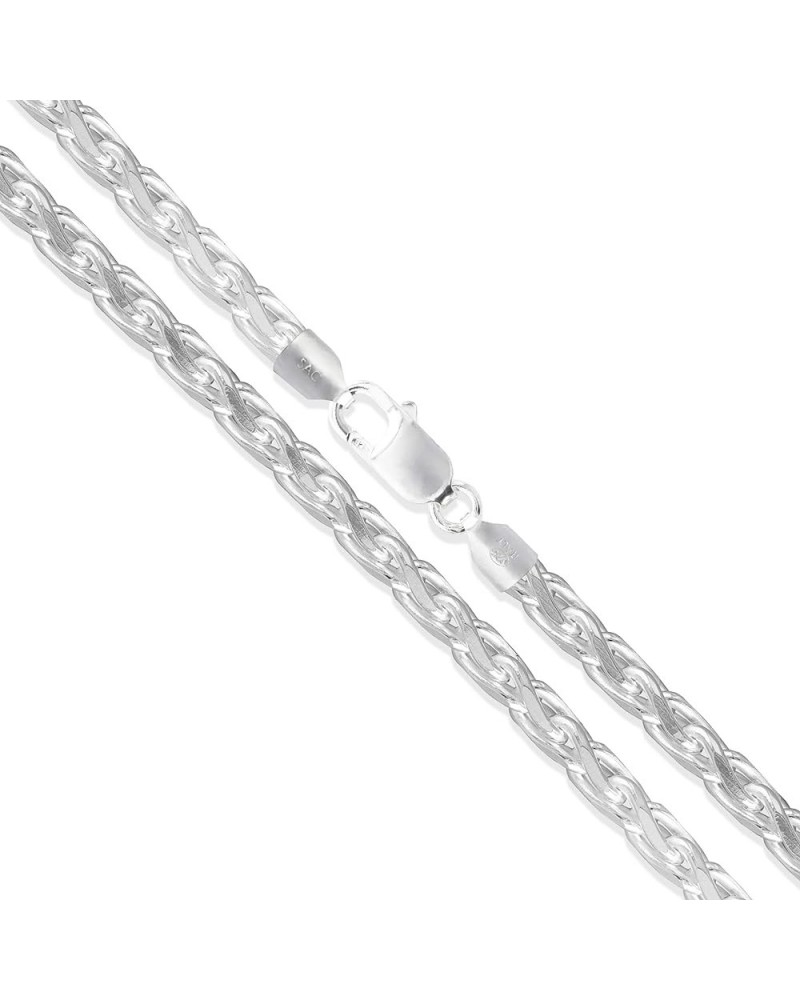 Sterling Silver Diamond-Cut Wheat Chain Solid 925 Italy New Foxtail Spiga Necklace 2.7mm Length 36 Inches $16.34 Necklaces