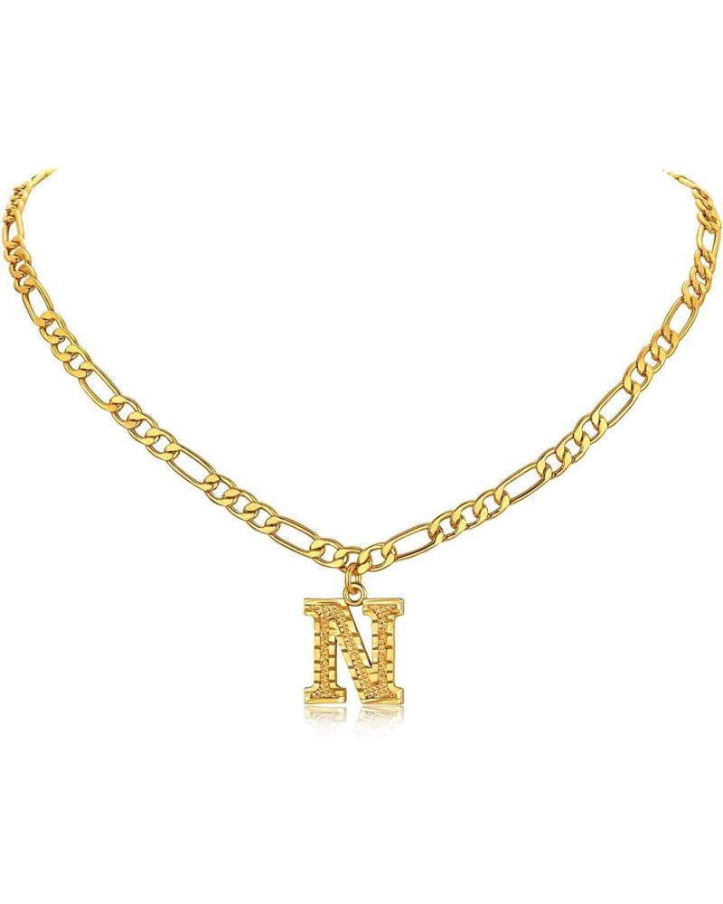 Gold Initial Letter Necklaces for Women Men 14K Gold Plated Capital A-Z Initial Letter Chain 16 Inch 01.Gold Plated N $10.99 ...