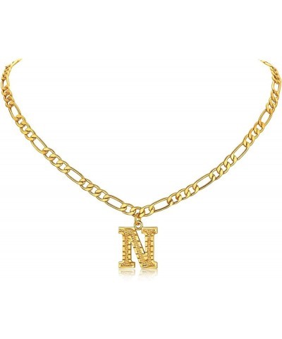 Gold Initial Letter Necklaces for Women Men 14K Gold Plated Capital A-Z Initial Letter Chain 16 Inch 01.Gold Plated N $10.99 ...