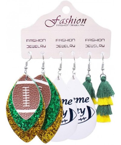 6/8/9Pairs Set Glitter Faux Leather Football Baseball Basketball Sports Teardrop Drop Dangle Earrings for Women Girls Gift Je...