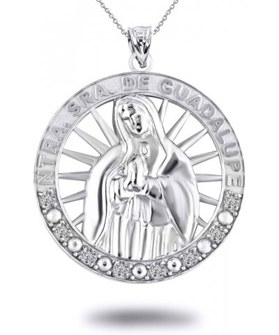 .925 Sterling Silver Nuestra Señora de Guadalupe Our Lady of Guadalupe Miraculous Round CZ Pendant Necklace - Choose Pendant ...