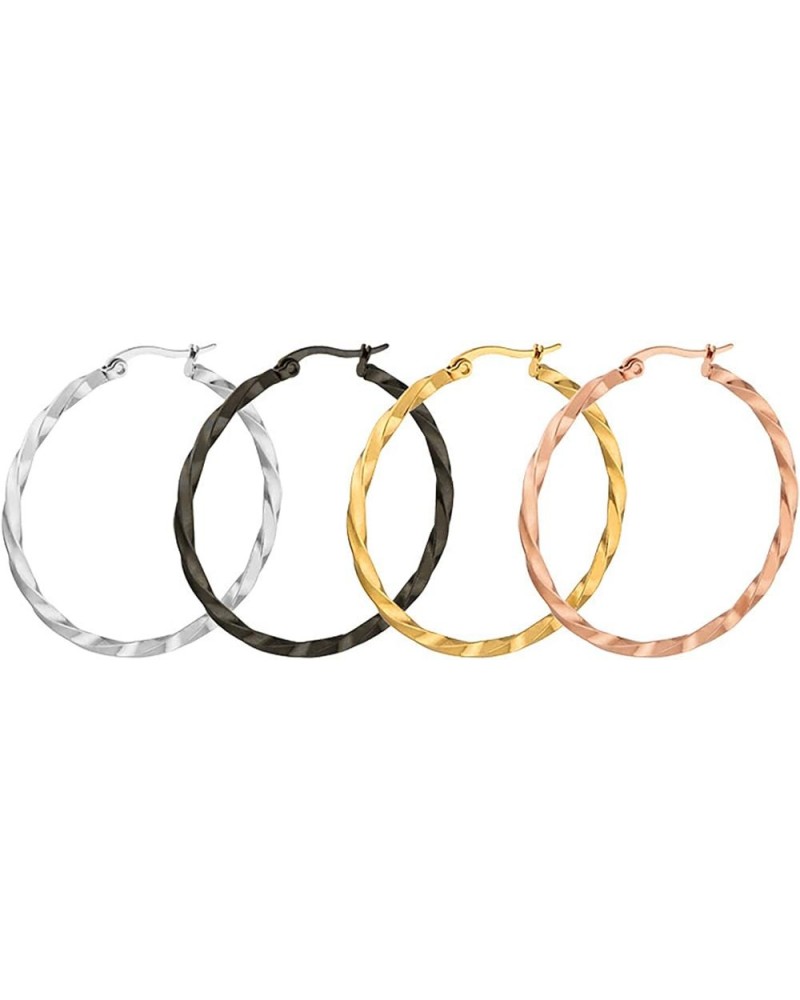 Titanium Steel Hoop Earring Set for Women, Girls, Multiple Styles, Color and Sizes Twst-30mm $12.31 Earrings