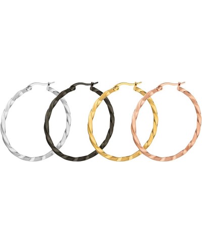 Titanium Steel Hoop Earring Set for Women, Girls, Multiple Styles, Color and Sizes Twst-30mm $12.31 Earrings