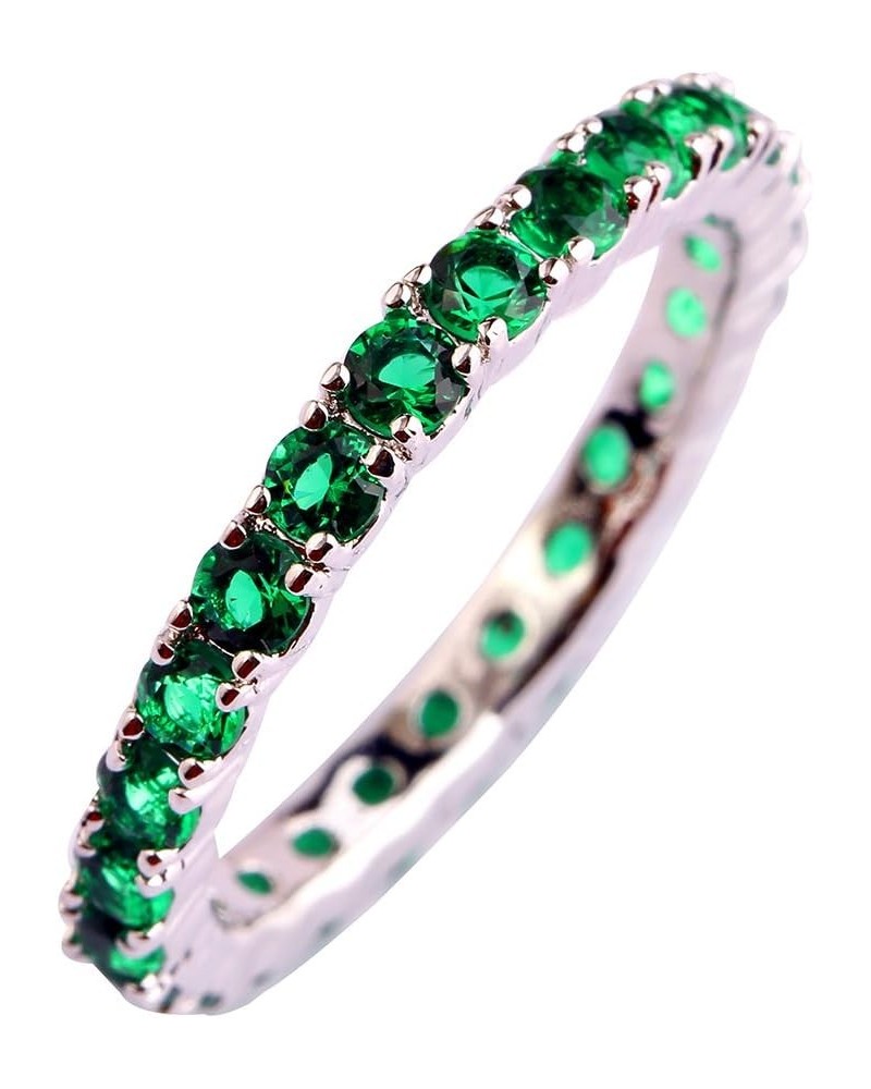 925 Sterling Silver Created Amethyst Filled Eternity Stacking Ring Band Green $4.55 Rings