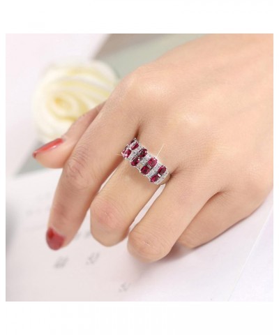 Friend Ring Silver Women Fashion Trend Single Full Diamond Zircon Ring Ladies Jewelry Nesting Rings for Women Red $8.84 Rings