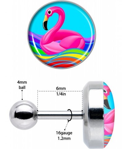 16G Womens 6mm Steel Rainbow Sea Floating Flamingo Cartilage Earring Helix Tragus Jewelry 1/4 $10.43 Body Jewelry