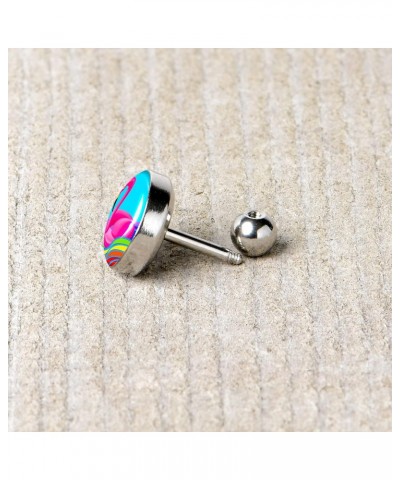 16G Womens 6mm Steel Rainbow Sea Floating Flamingo Cartilage Earring Helix Tragus Jewelry 1/4 $10.43 Body Jewelry