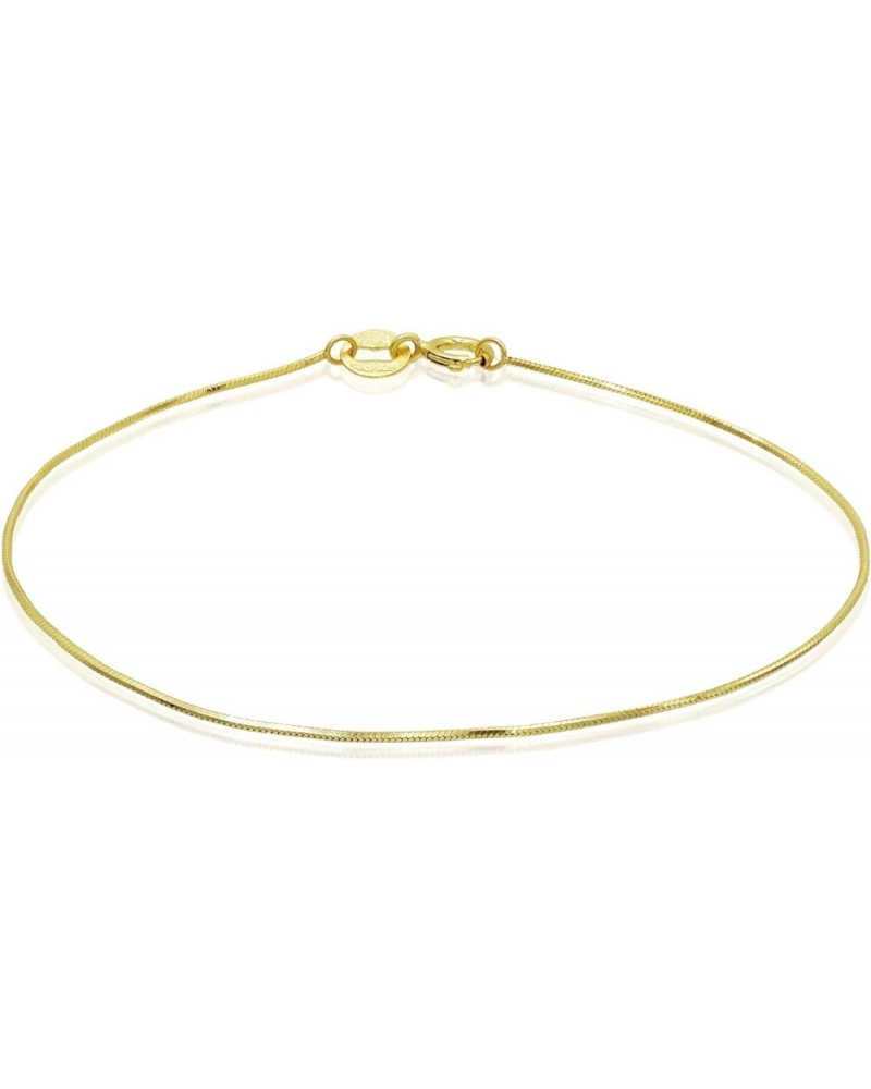 Sterling Silver 1mm Square Snake Chain Bracelet For Women, Size 7.25" Italy Yellow Gold Flashed Silver $9.11 Bracelets