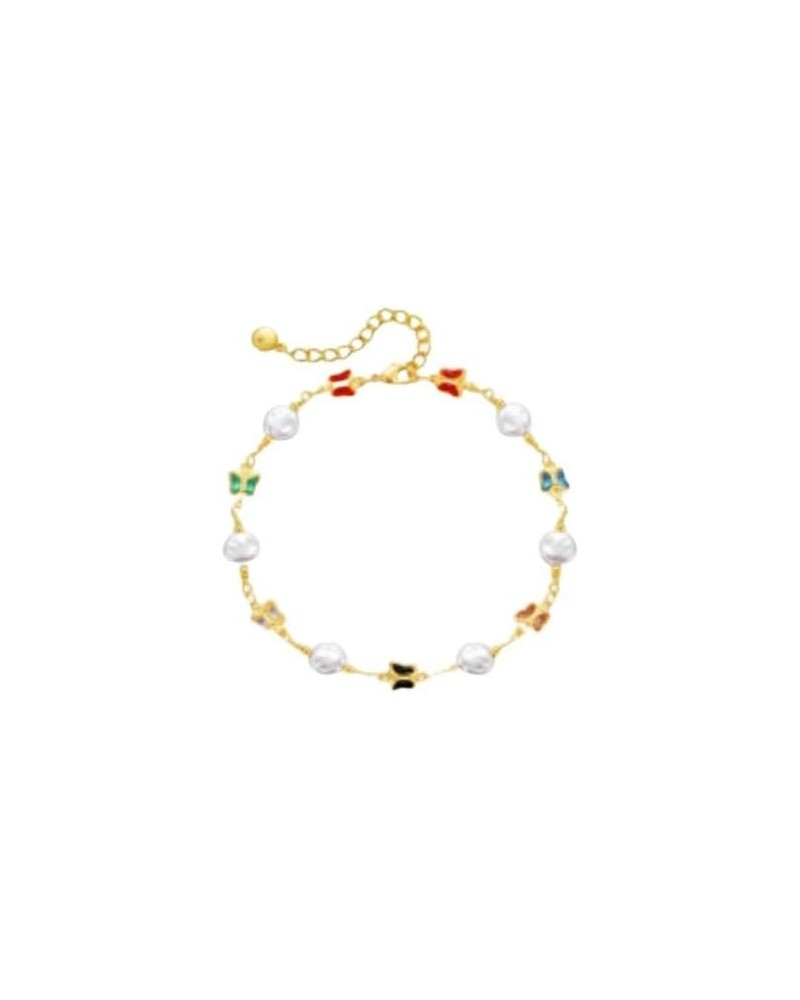 18k Gold Plated Anklet Ankle Bracelets for Women Pearl Butterfly $7.52 Anklets