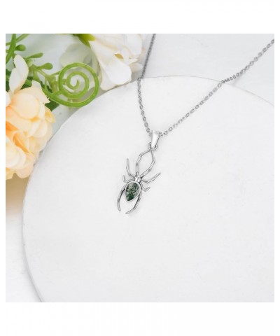 Spider/Bee/Ghost Necklace Sterling Silver Moss Agate Spider Pendant Necklaces Bee Jewelry Gifts for Women Girls Spider $18.50...