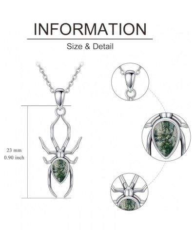 Spider/Bee/Ghost Necklace Sterling Silver Moss Agate Spider Pendant Necklaces Bee Jewelry Gifts for Women Girls Spider $18.50...