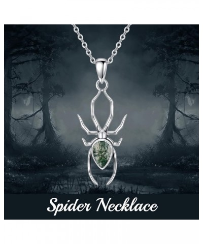 Spider/Bee/Ghost Necklace Sterling Silver Moss Agate Spider Pendant Necklaces Bee Jewelry Gifts for Women Girls Spider $18.50...