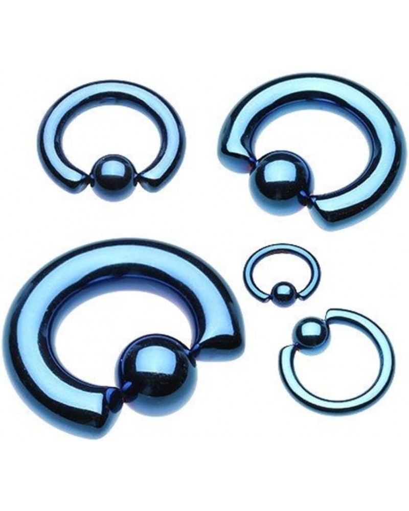 Basic Steel Captive Bead Ring 316L Surgical Steel (Sold Individually) 4g 14mm (8mm Ball) Blue $8.95 Body Jewelry