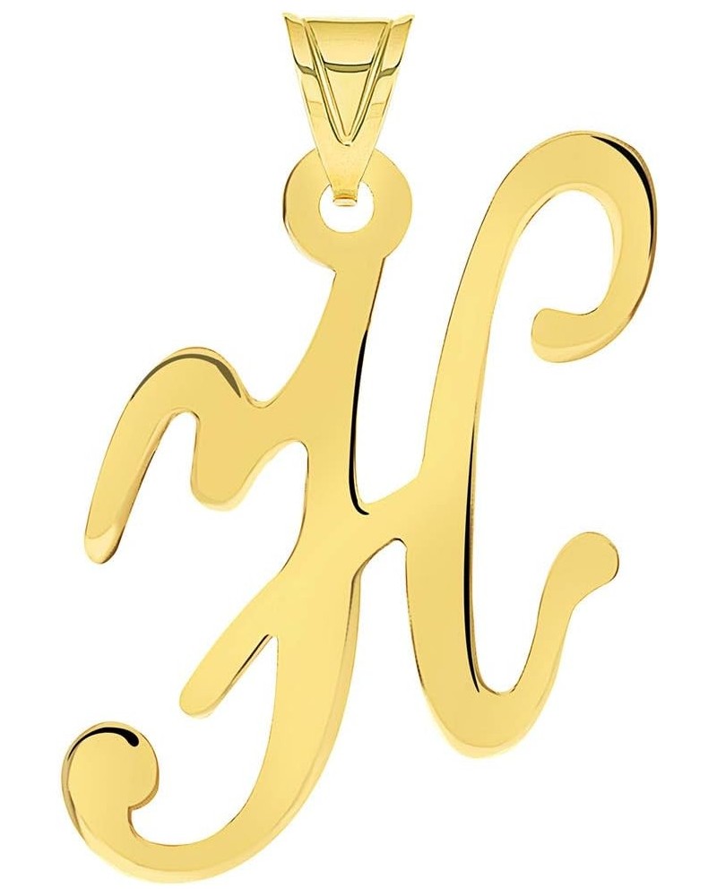 Solid 14k Yellow Gold Uppercase Script Initial Cursive Letter Pendant (Small) H $31.89 Pendants