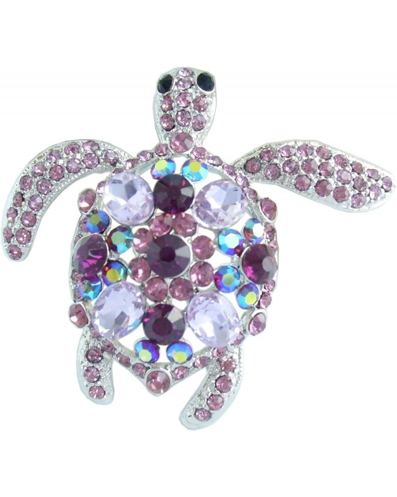 Sindary Unique Animal 2.36" Rhinestone Crystal Turtle Tortoise Brooch Pin Pendant BZ3344 Silver-Tone Purple $11.77 Brooches &...