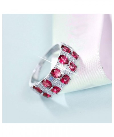 Friend Ring Silver Women Fashion Trend Single Full Diamond Zircon Ring Ladies Jewelry Nesting Rings for Women Red $8.84 Rings