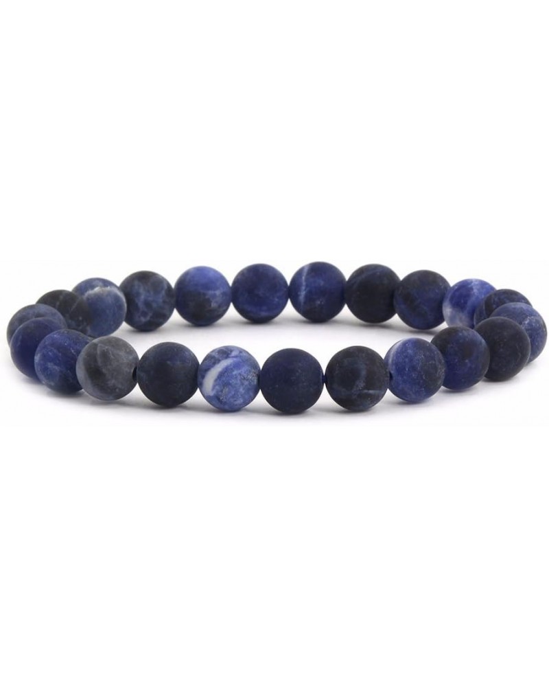 Gem Semi Precious Gemstone 8mm Round Beads Stretch Bracelet 7 Inch Unisex Matt Sodalite $13.79 Bracelets