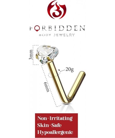 20g 6mm Surgical Steel L Shaped Nose Ring with 3mm Heart CZ Crystal Gold Tone (1pc) $7.50 Body Jewelry