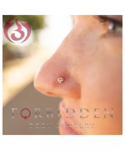 20g 6mm Surgical Steel L Shaped Nose Ring with 3mm Heart CZ Crystal Gold Tone (1pc) $7.50 Body Jewelry