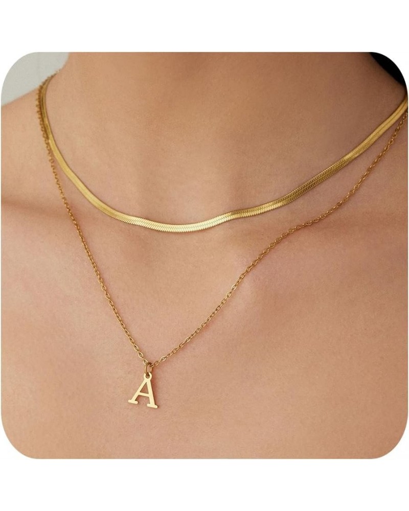 Gold Necklace for Women 14K Solid Gold Plated Cute Choker Letter Initial Necklaces for Women Teen Girls Gold Layered Necklace...