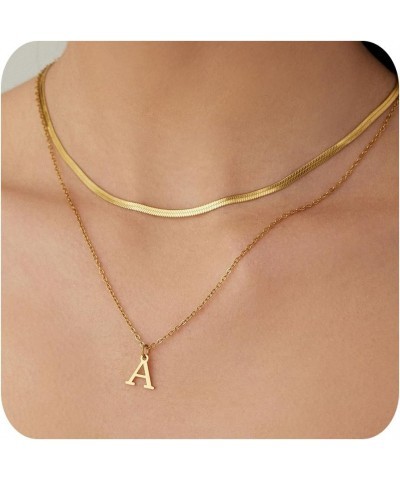 Gold Necklace for Women 14K Solid Gold Plated Cute Choker Letter Initial Necklaces for Women Teen Girls Gold Layered Necklace...