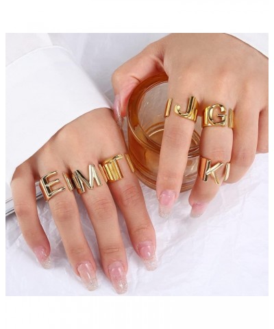 Initial Ring Gold Letter Rings for Women Chunky Gold Rings for Women Adjustable Rings Initial Jewelry Q-Gold $7.64 Rings