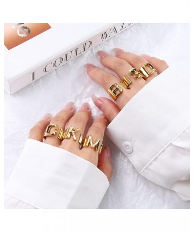 Initial Ring Gold Letter Rings for Women Chunky Gold Rings for Women Adjustable Rings Initial Jewelry Q-Gold $7.64 Rings