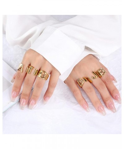 Initial Ring Gold Letter Rings for Women Chunky Gold Rings for Women Adjustable Rings Initial Jewelry Q-Gold $7.64 Rings